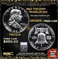 Proof ***Auction Highlight*** 1963 Franklin Half D