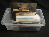 Container of vintage postcards including jumbo