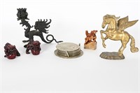 Vintage Brass Pegasus, Silver Plated Coasters