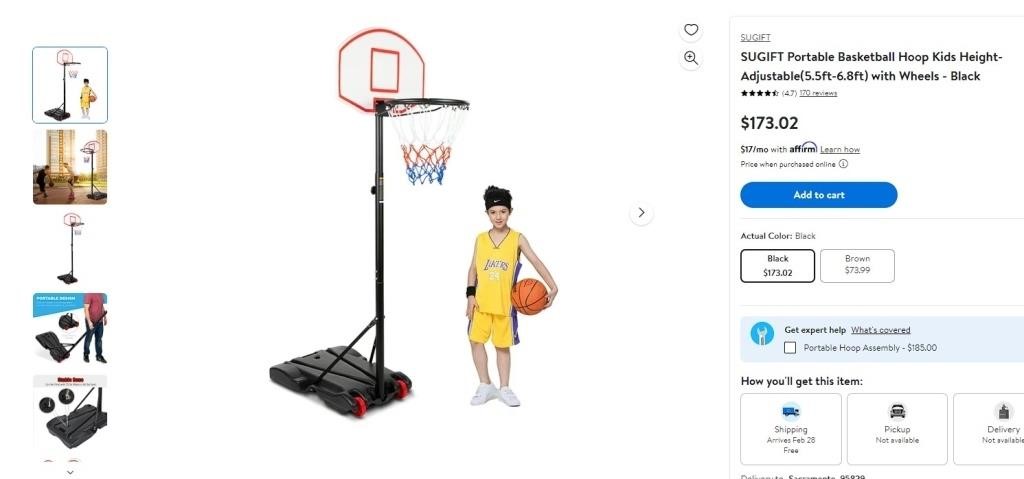 M6527  Kids Portable Basketball Hoop