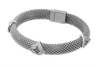 Sterling Silver-Modern Link Design Men Bracelet