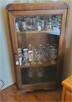 Antique Small Glass Front Wood Cabinet