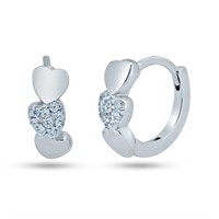 Sterling Silver- Rhodium Plated  Hearts Earrings