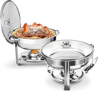 2 Pack 5QT Round Chafing Dish Set  Steel