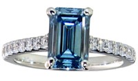 14kt Gold 2.73 ct VS Fancy Blue Lab Diamond Ring