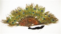 Antique tortoiseshell and peacock feather fan