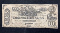 1861 $10 Confederate States of America T-29 Note