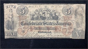 1861 $5 Confederate States of America T-31 Note