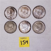 6 Kennedy Silver Half Dollars