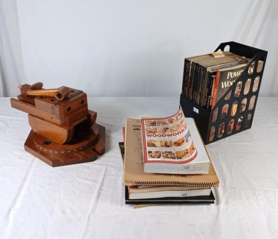 Wood working books and a woodwork vice grip bench