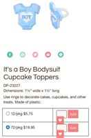 R1111  It's a Boy Bodysuit Cupcake Toppers
