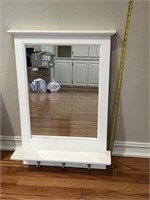 White Mirror w/Shelf and Hooks