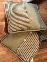 2 Large Green Toned Pillows