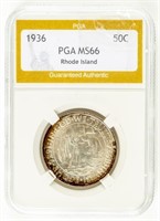 Coin 1936 Rhode Island Silver Comm PGA-MS66