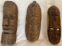 Wood carved mask lot