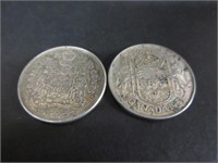 1953 & 1961 CANADA SILVER 50 CENT COINS