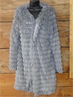 NEW ANDREE BY UNIT FAUX FUR FRINGE GRAY JACKET SIZ