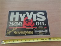 METAL SIGN 8"X12" HYVIS MOTOR OIL