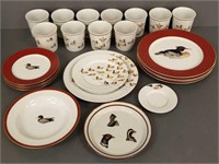 Group of porcelain duck motif dinnerware