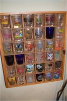 Collection of Shot Glasses w/ Display Shelf