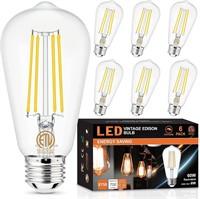 NEW $30 6PK Edison Light Bulbs 4000K Dimmable