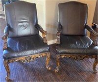 696 - PAIR OF MATCHING CHAIRS W/ WOOD DETAILS