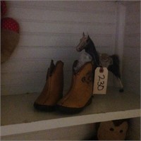 vintage boots and horse