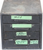 Metal 4 Drawer Storage Cabinet w/Contents 10x10x12