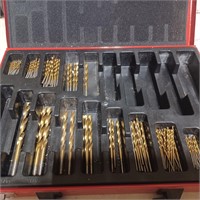 Case of various size drill bits