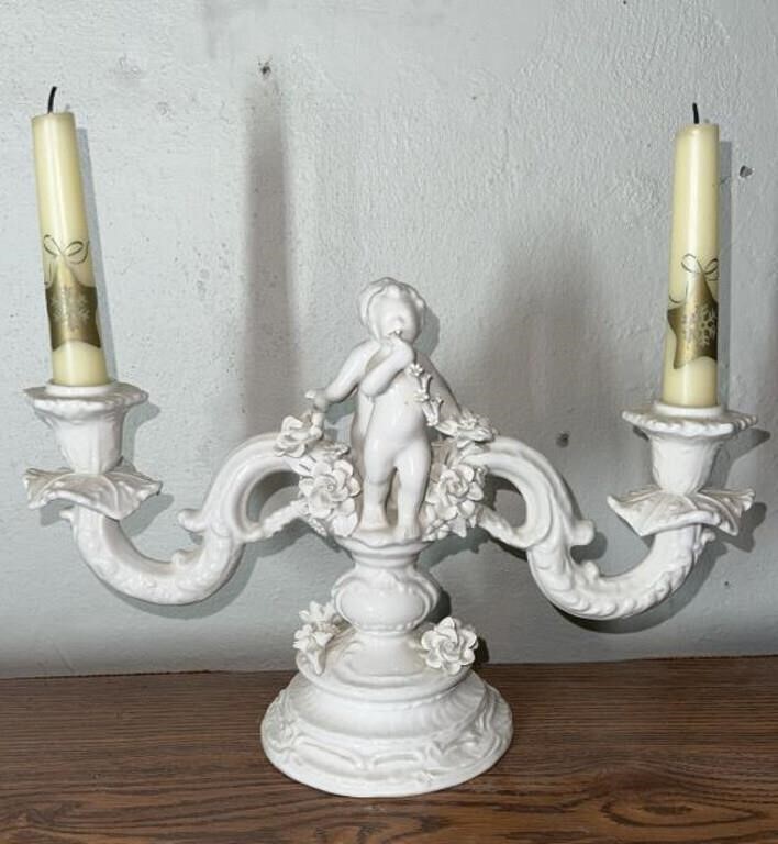 VNGT Porcelain Cherub Candelabra  Made in Italy