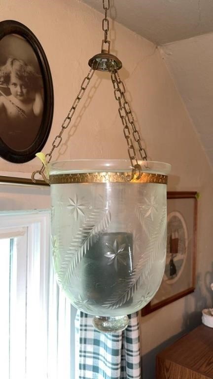 Vntg Cut Glass Crystal ? Bell Jar Lantern Gild