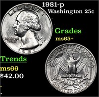 1981-p Washington Quarter 25c Grades GEM+ Unc