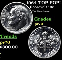 Proof 1964 Roosevelt Dime TOP POP! 10c Graded pr70