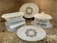 Set of Vintage Anchor Hocking Green Meadow Dishes