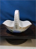 Small hand painted ceramic basket