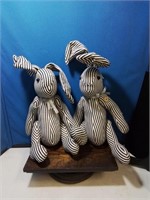 Pair of black & white striped bunnies