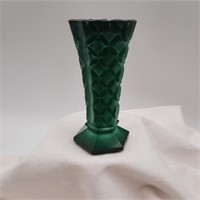 Vintage Malachite Bohemian Glass 4 1/8" Bud Vase