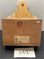 Genuine pine wood wall bin; new