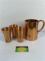 Copper Pitcher and Cups