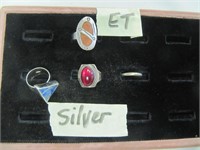 RINGS MARKED SILVER & ET