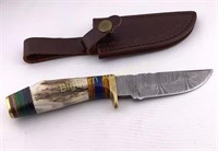 New Damascus Knife w/ Deer Antler Handle