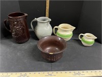 Lot of Planters, Pitchers Creamer, w/chips