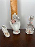 Porcelain Hand Shoe Violin Roses Victorian