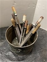 Metal bucket and files