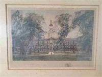 Antique Signed Engraving of Nassau Hall Princeton