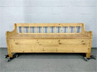 Old Pine Bench Seat W Storage