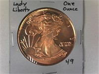 Lady liberty One Ounce Copper Round