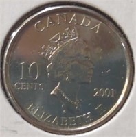 Uncirculated 2001 Canadian dime