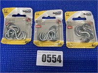 3 Packs of Open S Hooks 4 Pieces 1 1/2"