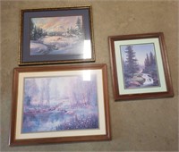 Framed pictures, deer in forest scenes